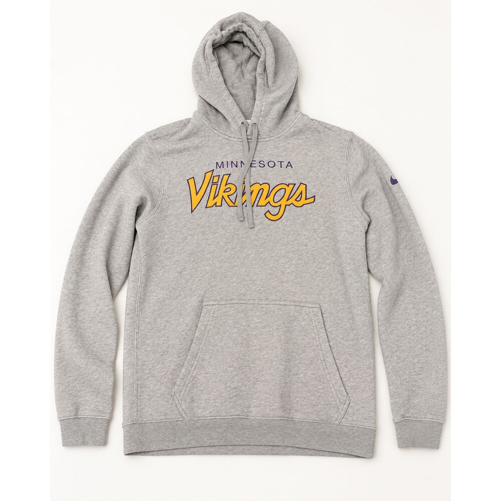 Nike Minnesota Vikings Hoodie Size M Gray 81% Cotton Pullover Sweatshirt